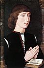 Three Camaldolite Monks at Prayer Paintings - Young Man at Prayer by Hans Memling